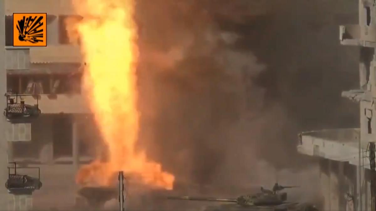 Imagini de acum opt ani din Siria cu T-72 care explodează după ce e lovit de o rachetă, redevenite virale (Video)