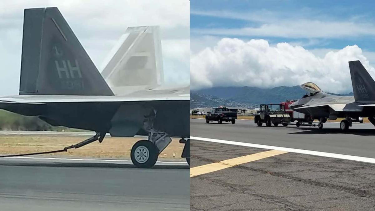 Imagini rare cu un F-22 care aterizează de urgență folosindu-se de cârligul de acroșaj (Video)