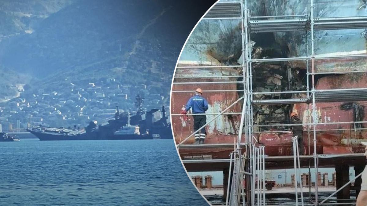 Noi imagini cu nava rusă de desant Olenegorskiy Gornyak lovită de ucraineni: Pagubele sunt foarte mari (Foto)