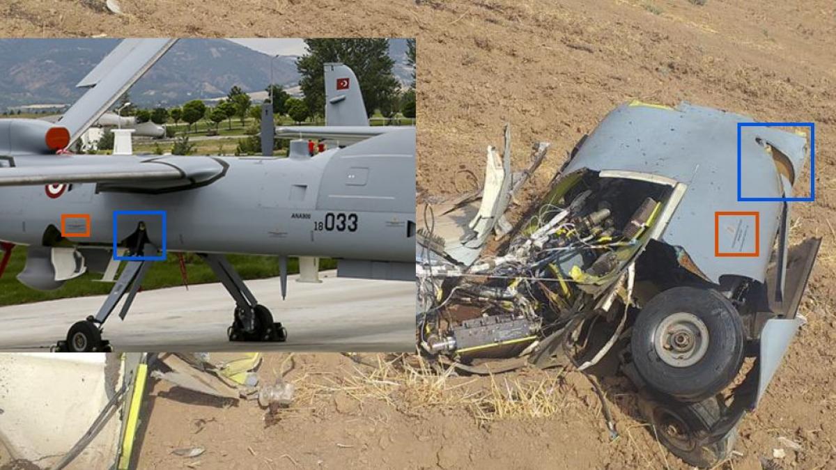 Primele imagini cu drona turcească Anka-S doborâtă în spaţiul aerian al Siriei de un avion F-16 (Foto/Video)