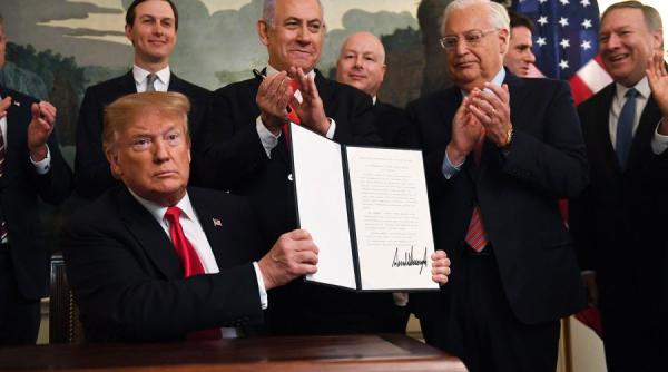 Statele Unite recunosc în mod oficial suveranitatea Israelului asupra Înălţimilor Golan (Video)