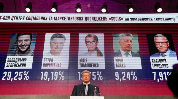 Alegeri în Ucraina: Petro Poroşenko şi Volodimir Zelenski se vor înfrunta în al doilea tur al scrutinului prezidenţial
