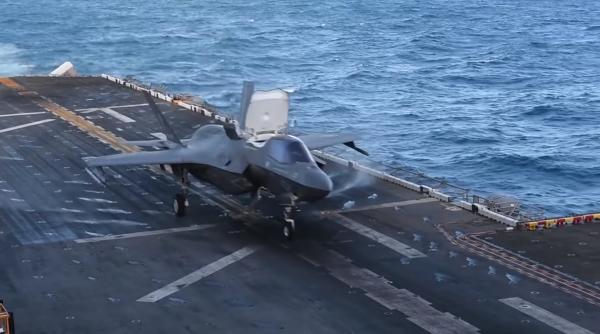 US Navy, imagini spectaculoase cu decolarea scurtă a unui F-35B de pe USS Wasp - VIDEO