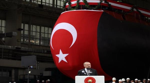 TCG Piri Reis, primul submarin turc, lansat la apă în prezența lui Erdogan - VIDEO