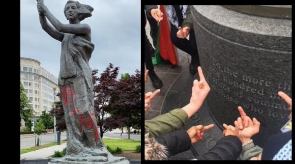 Membrii Antifa au vandalizat Memorialul Victimelor Comunismului din Washington DC