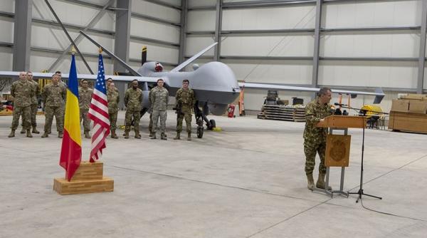 Oficiali americani, în vizită la Baza 71 Aeriană din Câmpia Turzii. Prezentare dronă MQ-9 Reaper