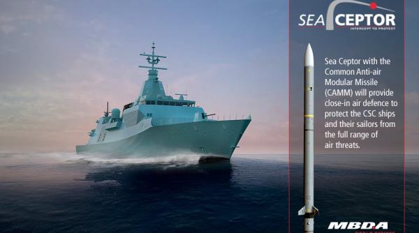 Fregatele canadiene CSC vor fi echipate cu sisteme antiaeriene Sea Ceptor MBDA