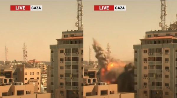 Israelul a bombardat clădirea Al Jalaa care găzduia o redacţie a Al Jazeera (Video) Hamas avea aici un depozit de armament