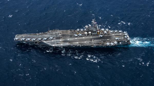 Portavionul USS Ronald Reagan, prima navă care a răspuns apelului de urgență după atacul iranian în care a fost ucis un român