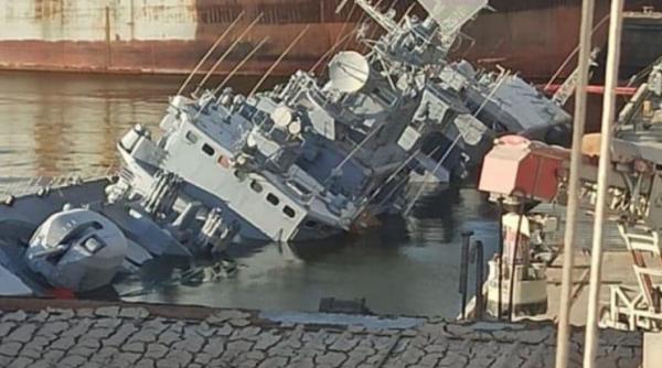 Fregata Hatman Sagaidacini a fost inundată intenționat de reprezentanții ucraineni în portul Nikolaev