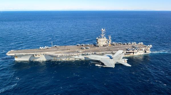 Portavionul american USS Harry S. Truman, tot mai aproape de teatrul de luptă. Avioane F/A-18 Super Hornet - misiuni în nordul Mării Egee