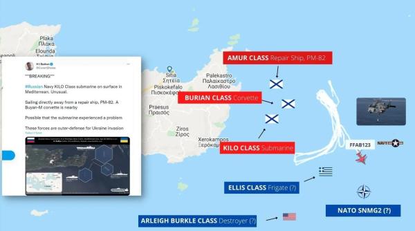 Date actualizate privind prezența navală a NATO și Rusiei în centrul și estul Mării Mediterane