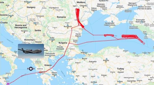 Pentru prima dată de la începutul conflictului din Ucraina, un avion american de cercetare a ieșit deasupra Mării Negre