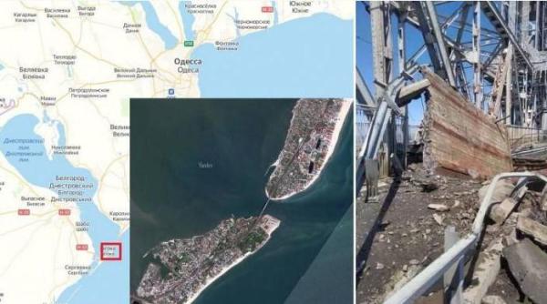 Rachetele rusești au distrus un pod strategic din Ucraina, împărțind regiunea Odesa în două părți și blocând Bugeacul între Nistru și Dunăre