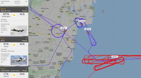 Forfotă neobișnuită în spațiul aerian din vestul Mării Negre și deasupra zonei de litoral a României