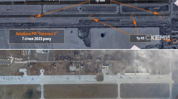 Numărul bombardierelor strategice dislocate pe aerodromul Engels din Rusia este tot mai mic. Ruşii se tem ca ucrainenii să nu efectueze noi atacuri cu drone