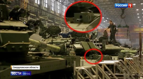 Industria rusă de apărare a „modernizat” un tanc T-72B1 instalând pe el o mitralieră din 1946