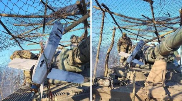 Rudimentară, dar își face treaba: ”Plasa anti-drone”, soluția militarilor ucraineni pentru protejarea artileriei împotriva dronelor kamikaze