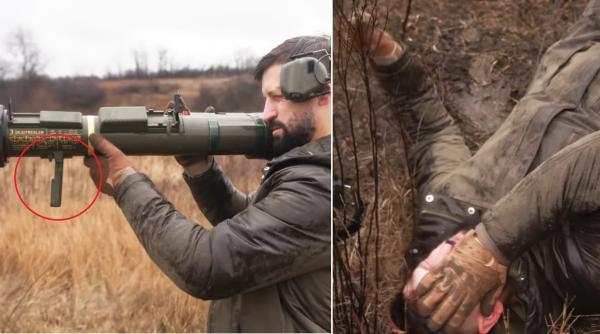 Fază de cascadorii râsului (Foto/Video): Un blogger militar rus devine viral pe rețelele de socializare după ce s-a rănit cu un lansator antitanc AT4 