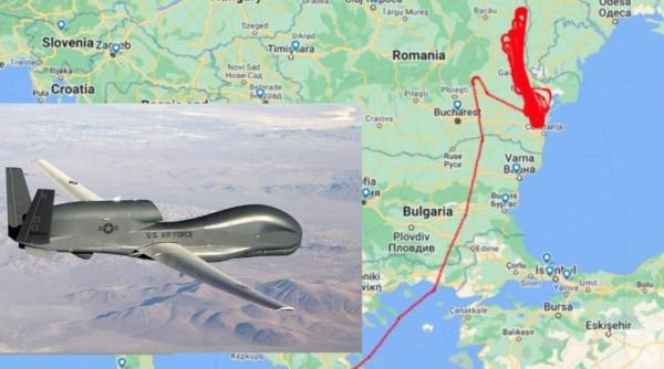 SUA nu vor să riște: O dronă americană RQ-4B a zburat doar în spațiul aerian din sud-estul României, într-o misiune de peste 24 de ore