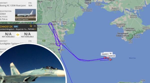 Marea Neagră - lac rusesc: Două avioane de vânătoare rusești au escortat trei aeronave militare britanice deasupra Mării Negre