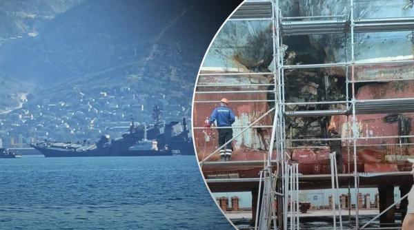 Noi imagini cu nava rusă de desant Olenegorskiy Gornyak lovită de ucraineni: Pagubele sunt foarte mari (Foto)