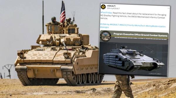 Pentagonul prezintă pentru prima dată conceptul XM30 care va înlocui legendarul vehicul de luptă M2 Bradley (Foto/Video)