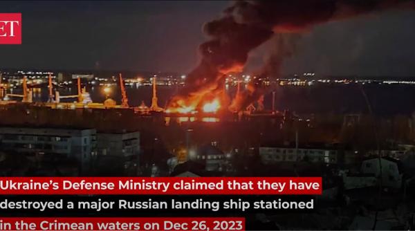 Nava de desant Novocherkassk, victima rachetelor Storm Shadow lansate de Su-24 (Video). Rusia recunoaște, într-un gest rarisim, pierderea navei