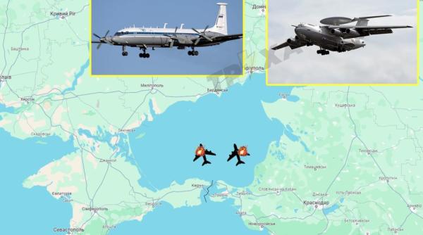 Apărarea antiaeriană a Ucrainei face două victime majore: Două avioane rusești de tip A-50 (AWACS) și Il-22 ar fi fost doborâte deasupra Mării Azov