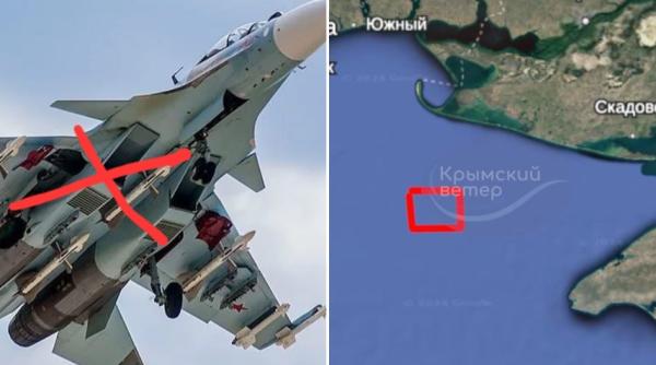 Un avion rusesc de tip Su-30SM a fost lovit în Marea Neagră, după ce a lansat rachete Kh-31P asupra Insulei Șerpilor