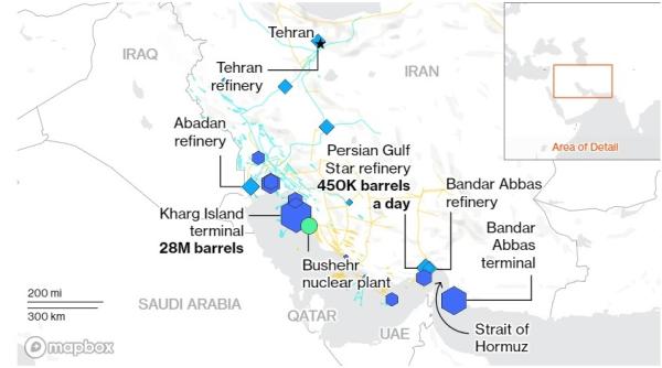 O hartă a celor mai importante elemente ale infrastructurii de petrol și gaze din Iran pe care Israelul le-ar putea lovi: Instalațiile nucleare rămân şi ele în centrul atenției