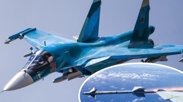 Prima lovitură reușită a F-16 ucrainene asupra unui avion rus? Su-34, posibil doborât cu o rachetă aer-aer AIM-9X Sidewinder