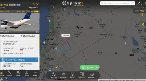 Avionul sirian Il-76, la bordul căruia s-ar fi aflat dictatorul Assad, a dispărut de pe radar: Apar speculaţii că a exista o încercare de doborâre a aeronavei