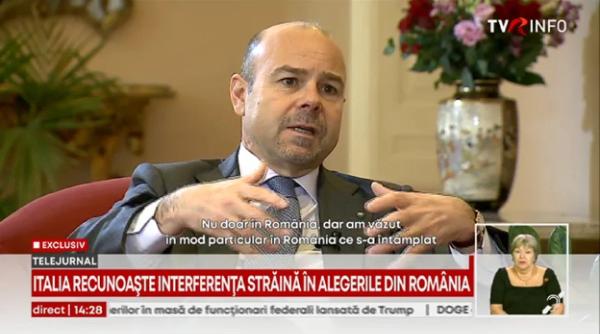 Precizări ale ambasadorului Italiei în România, după interviul TVR
