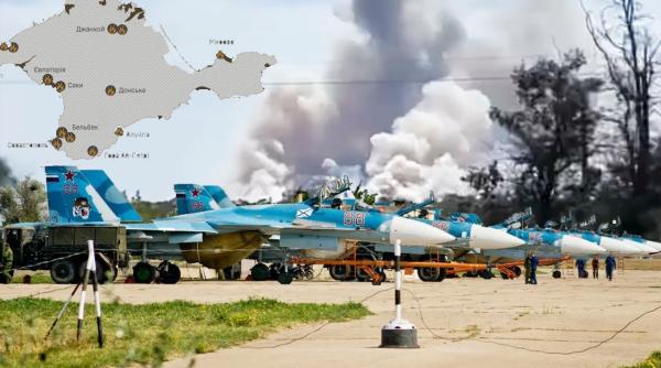 Ucrainenii i-au prins iar pe picior greşit pe ruşi: Atac cu drone asupra unei baze aeriene cheie din Crimeea care găzduia avioane Su-30 și Su-24