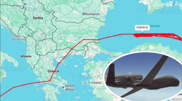 SUA își mențin prezența în Marea Neagră: O dronă de recunoaștere RQ-4B a monitorizat activitățile militare rusești din zonă