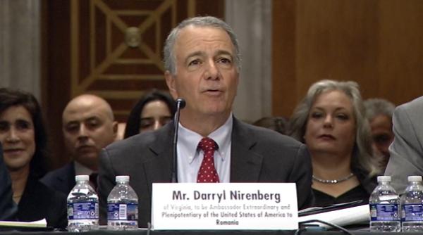 Darryl Nirenberg, viitorul ambasador al SUA în România, audiat în Senat: România e o mare oportunitate pentru companiile americane cu potențial decisiv energetic