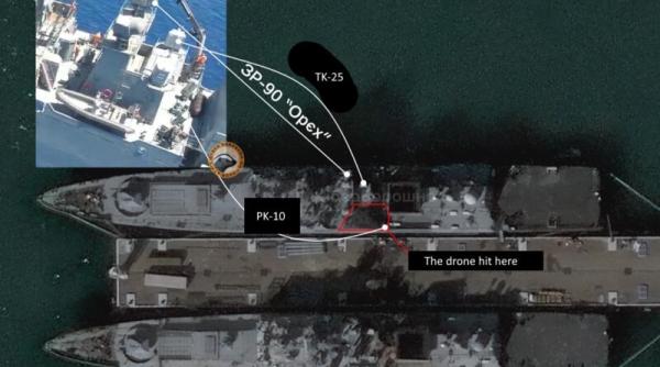 Ucraina lovește cinci nave de război rusești, sisteme S-300 și Pantsir, precum și șase dane petroliere într-un singur atac efectuat asupra bazei Novorosiisk