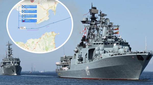 Rusia a rămas din nou fără nave de luptă în Marea Mediterană: Un convoi rusesc a părăsit regiunea prin Gibraltar