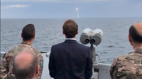 Franța a testat cu succes racheta balistică intercontinentală M51, lansată de pe submarin. Macron, prezent la exerciții